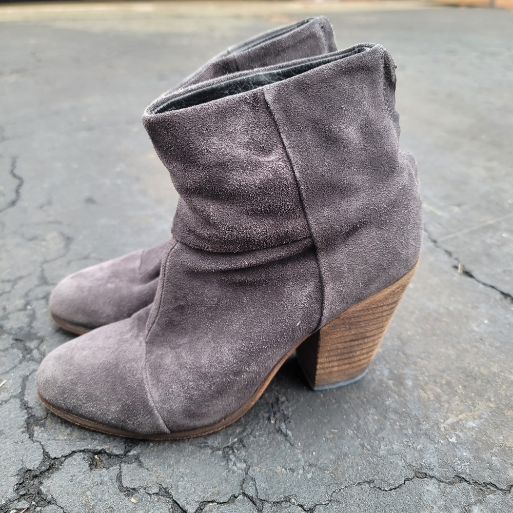 rag & bone Newbury Classic Charcoal Suede Bootie Ankle Boot Size 36.5 Pre-owned